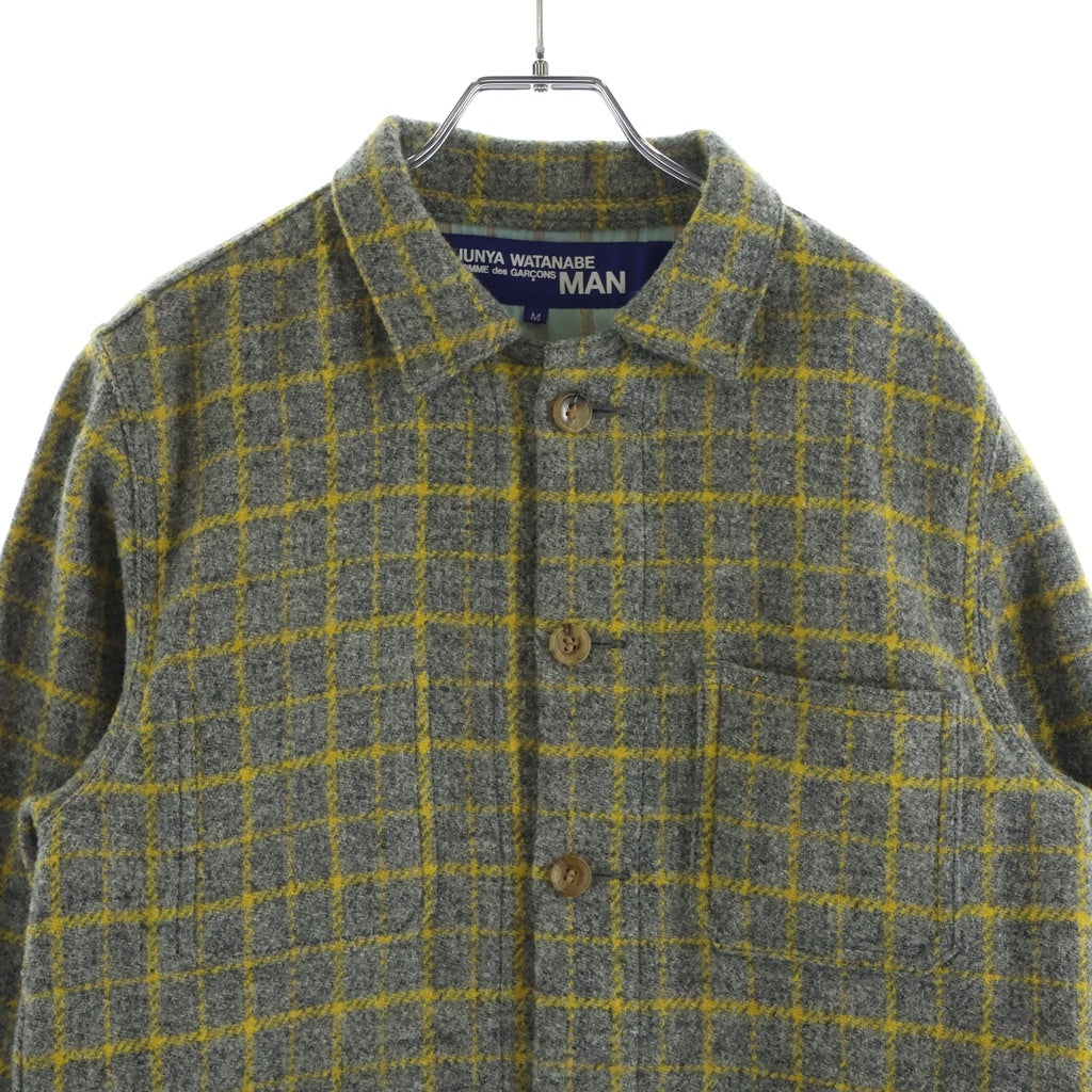 JUNYA WATANABE COMME des GARCONS(ジュンヤワタナベ コムデギャルソン) 02AW AD2002 Harris Tweed ハリスツイード チェック ウールジャケット グレー/イエロー WG-J021