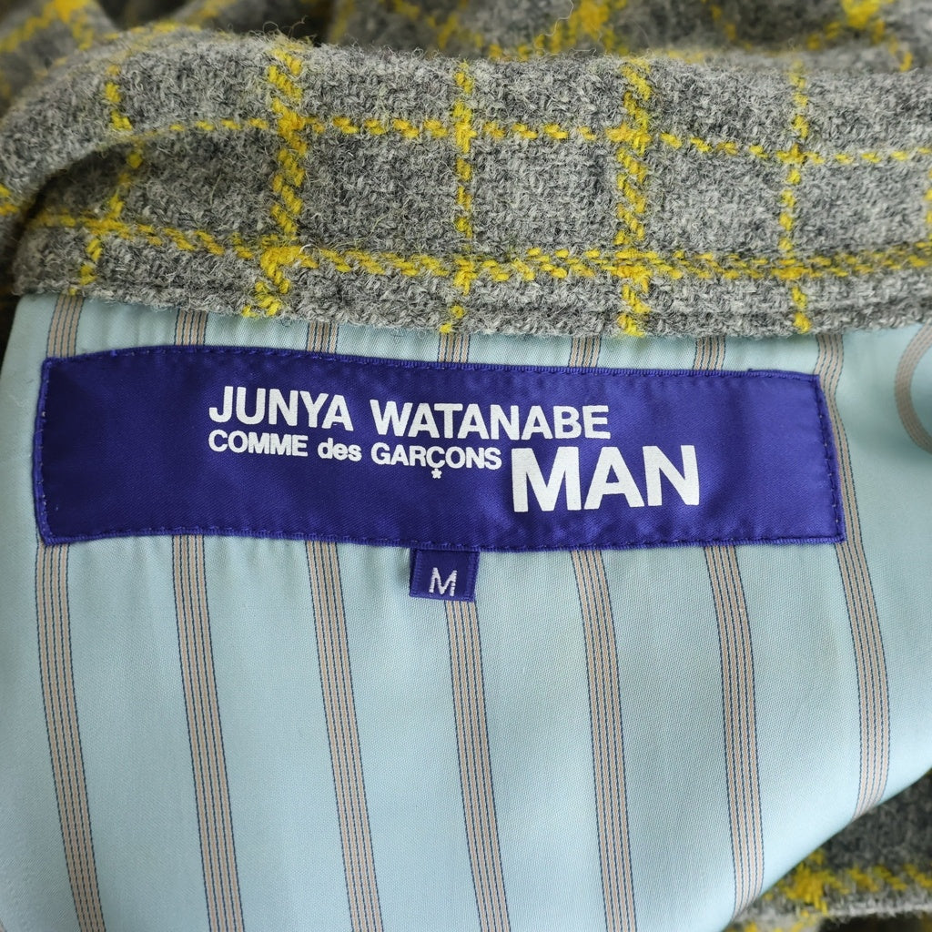 JUNYA WATANABE COMME des GARCONS(ジュンヤワタナベ コムデギャルソン) 02AW AD2002 Harris Tweed ハリスツイード チェック ウールジャケット グレー/イエロー WG-J021