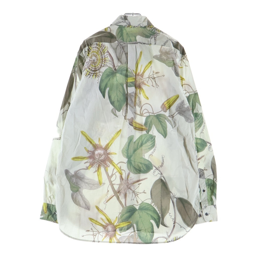 DRIES VAN NOTEN(ドリスヴァンノッテン) 総柄プリント レギュラーカラー コットン長袖シャツ カーキ