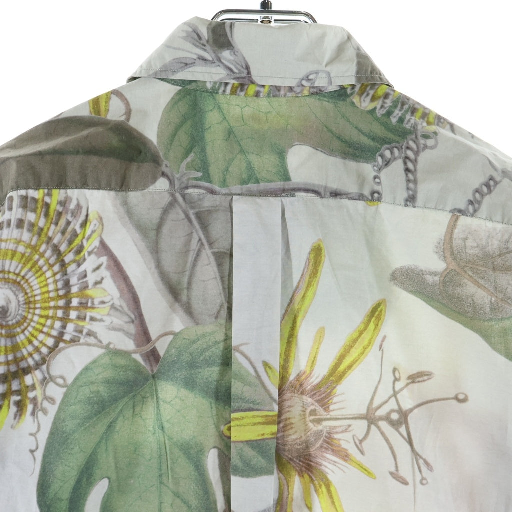 DRIES VAN NOTEN(ドリスヴァンノッテン) 総柄プリント レギュラーカラー コットン長袖シャツ カーキ