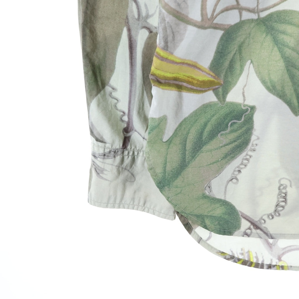 DRIES VAN NOTEN(ドリスヴァンノッテン) 総柄プリント レギュラーカラー コットン長袖シャツ カーキ