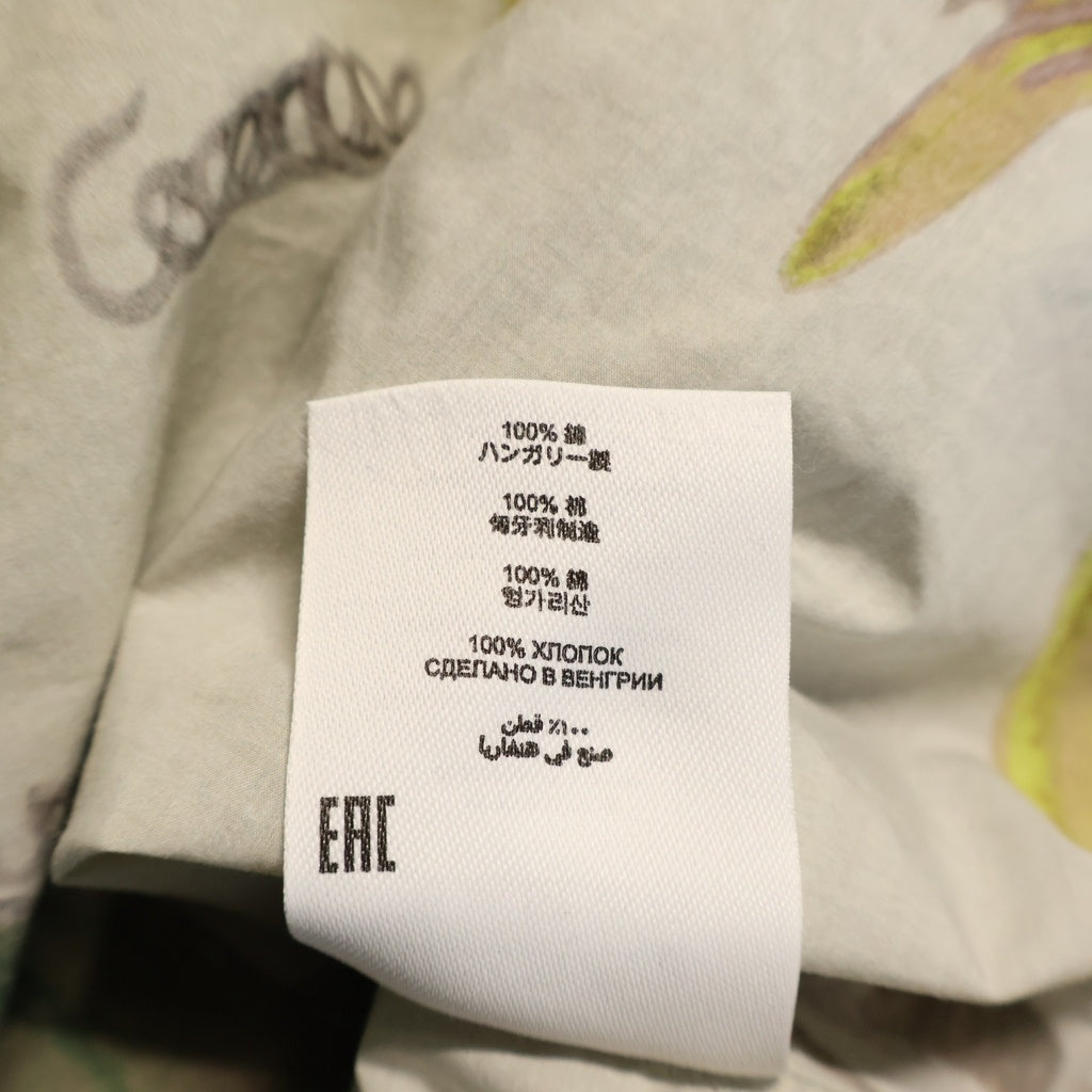 DRIES VAN NOTEN(ドリスヴァンノッテン) 総柄プリント レギュラーカラー コットン長袖シャツ カーキ