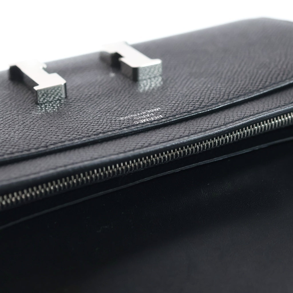 HERMES(エルメス) コンスタンスロング トゥーゴー エプソン シルバー金具 B刻印 2WAY ショルダーウォレット ポシェット長財布 ブラック レディース