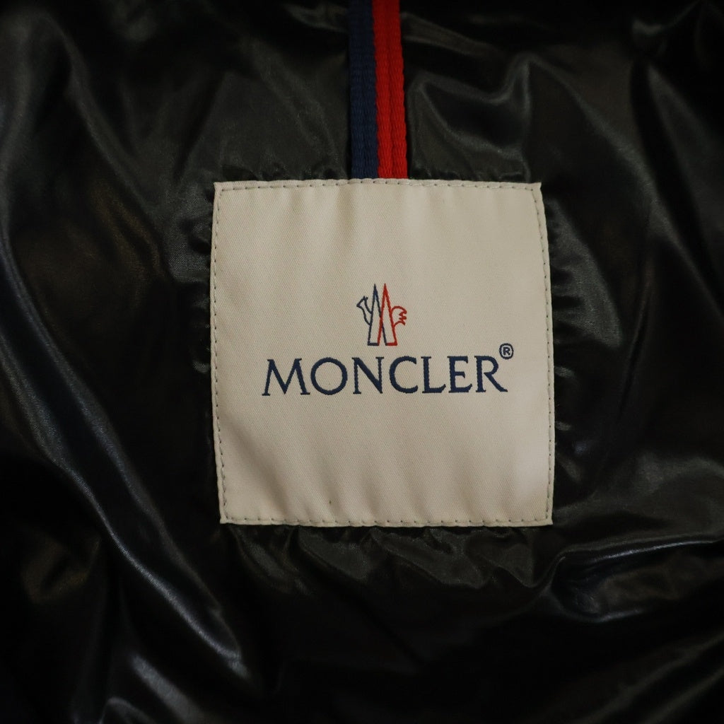 MONCLER(モンクレール) 19AW DASSIN ラムレザー ロゴワッペン フーデッド ダウンジャケット ブラック E20914183105 50118