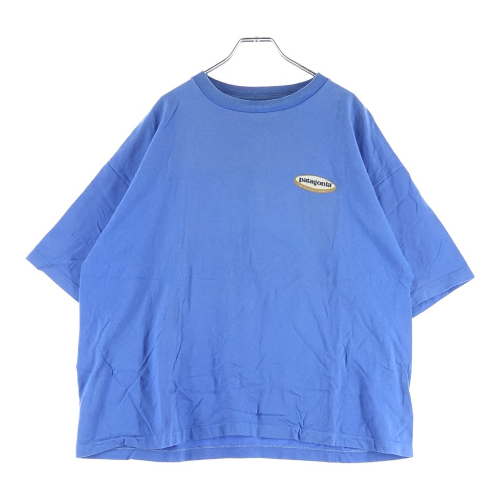 PATAGONIA(パタゴニア) 90S VINTAGE ヴィンテージ USA製 雪無しタグ オーバルロゴプリント クルーネック半袖Tシャツ カットソー ブルー