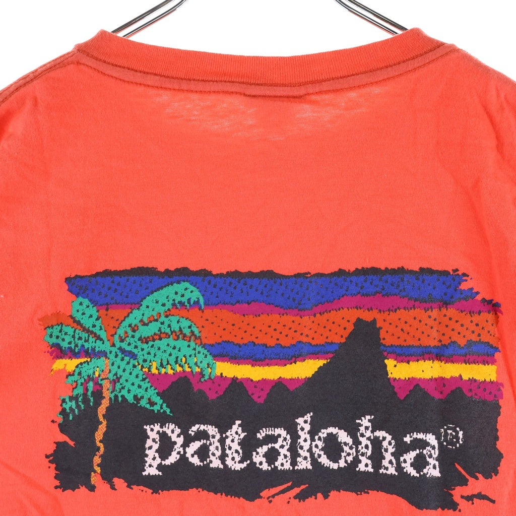 PATAGONIA(パタゴニア) 90S VINTAGE PATALOHA ヴィンテージ パタロハ USA製 雪無しタグ クルーネック半袖Tシャツ カットソー オレンジ