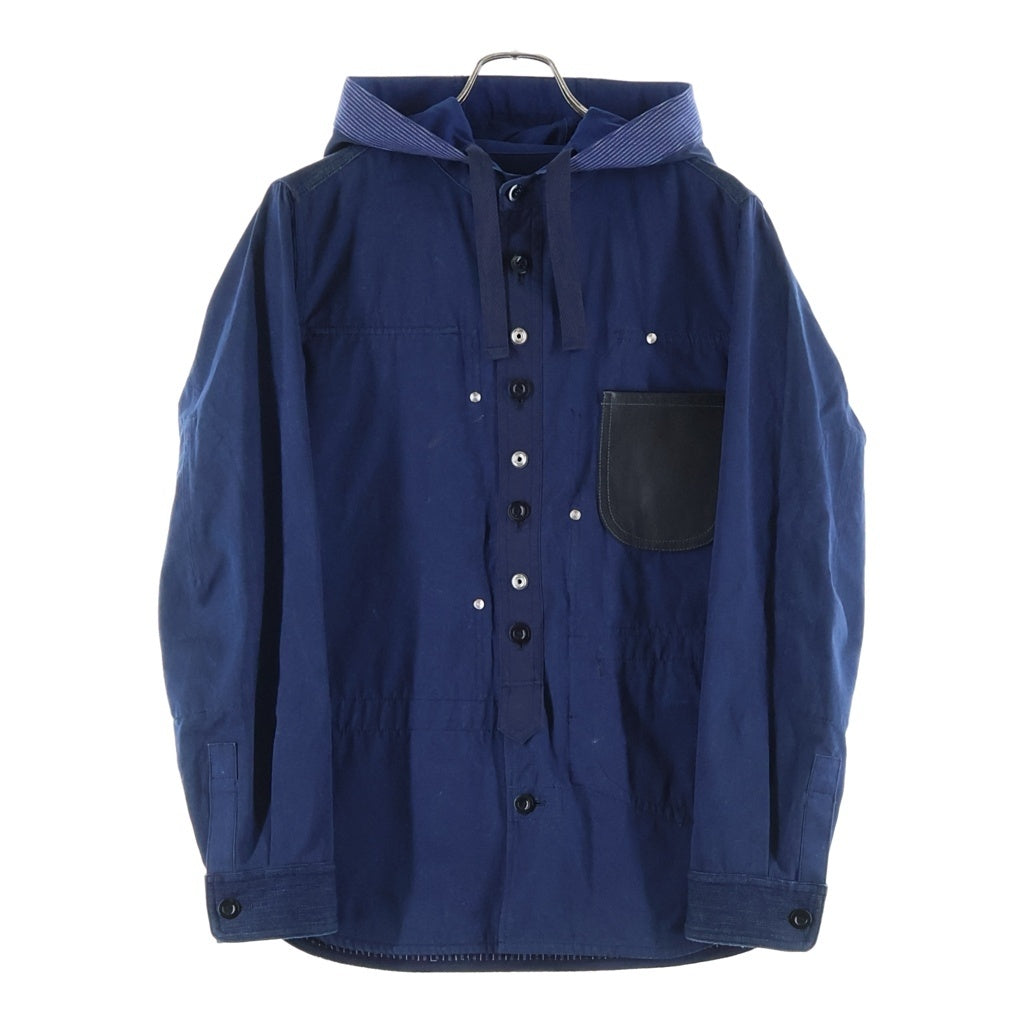 JUNYA WATANABE COMME des GARCONS(ジュンヤワタナベ コムデギャルソン) 15SS AD2014 ドッキング加工 リバーシブル フーデッドジャケット ブルー WO-B004