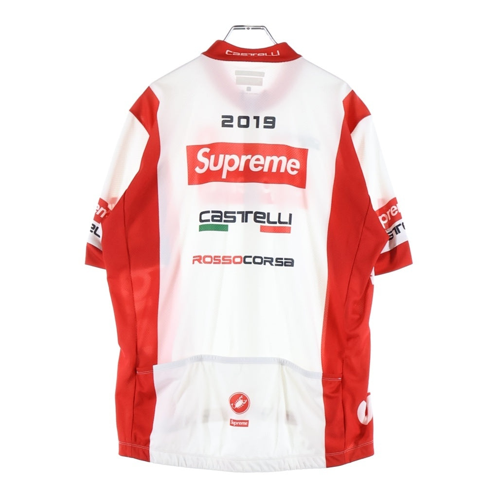SUPREME(シュプリーム) 19SS ×CASTELLI Cycling Jersey ロゴプリント サイクリング 半袖ジャージ ホワイト/レッド