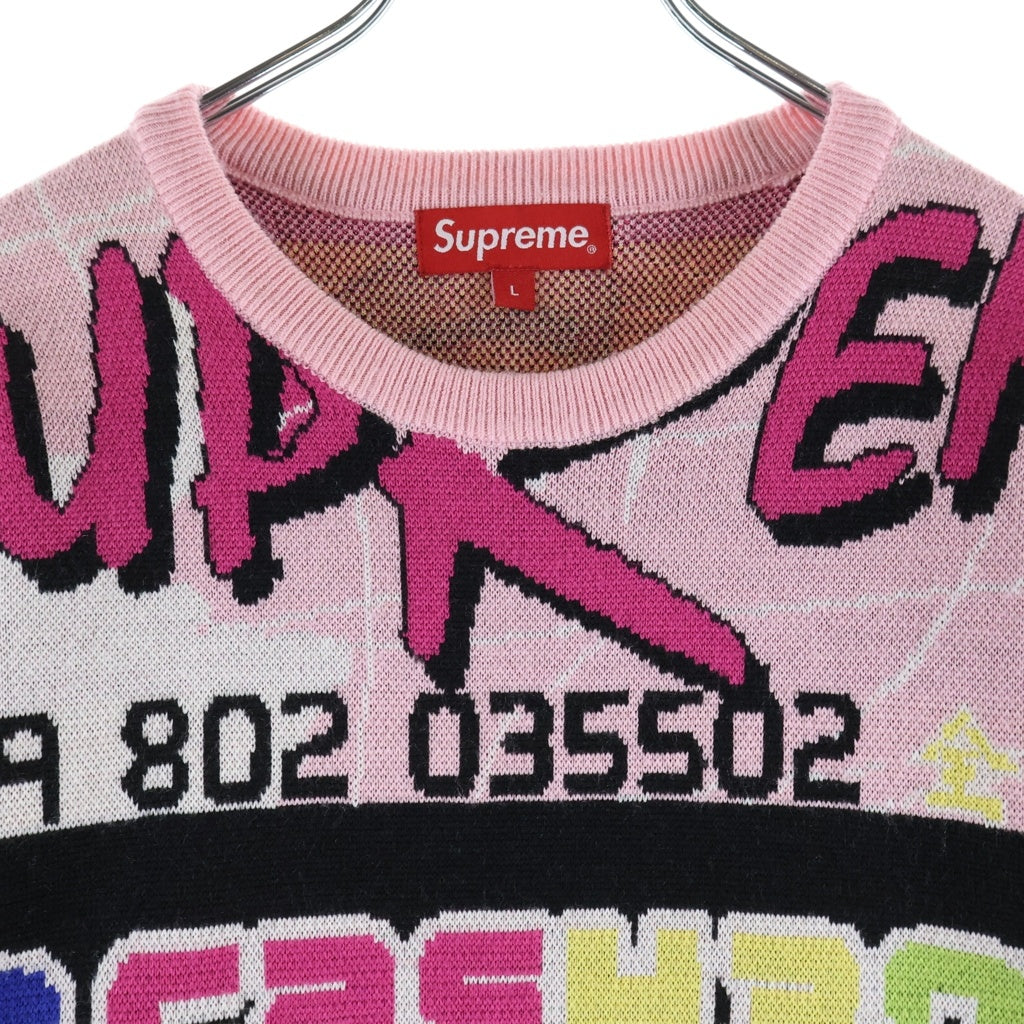 SUPREME(シュプリーム) 22SS Credit Cards Sweater クレジットカードモチーフ プルオーバークルーネックニットセーター マルチカラー
