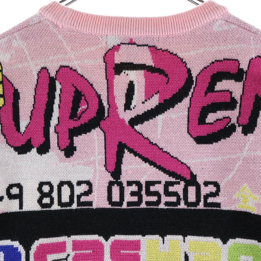 SUPREME(シュプリーム) 22SS Credit Cards Sweater クレジットカードモチーフ プルオーバークルーネックニットセーター マルチカラー