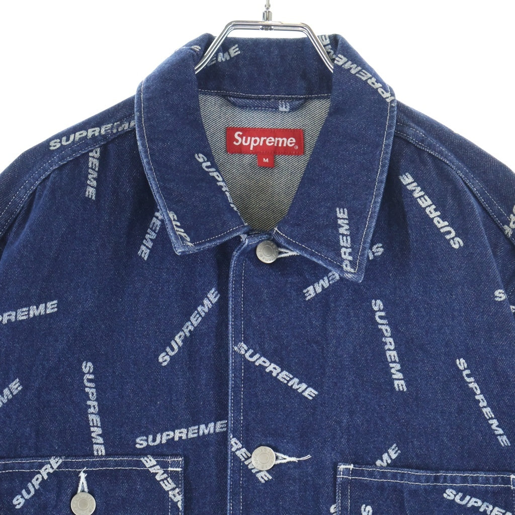 SUPREME(シュプリーム) 17SS Denim Logo Chore Coat ロゴプリント デニムロングチョアコート ジャケット インディゴ