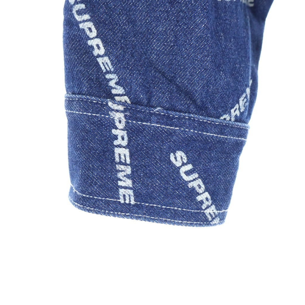 SUPREME(シュプリーム) 17SS Denim Logo Chore Coat ロゴプリント デニムロングチョアコート ジャケット インディゴ