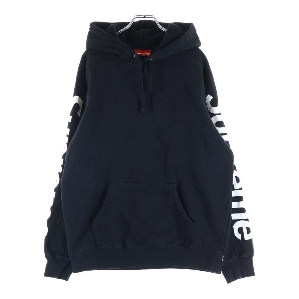SUPREME(シュプリーム) 18SS Sideline Hooded Sweatshirt アームロゴプリント プルオーバーフーデッドスウェットパーカー ブラック