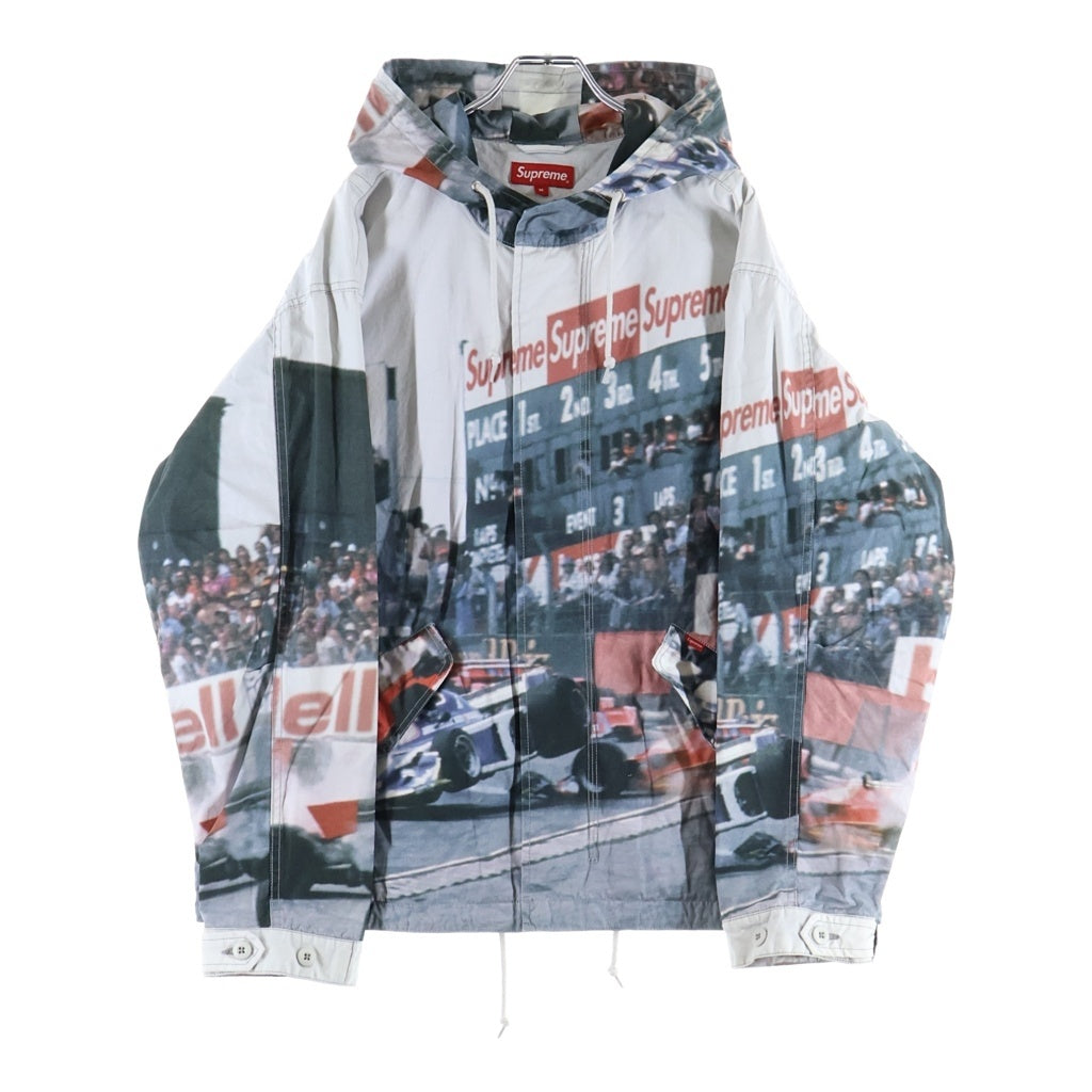 SUPREME(シュプリーム) 19SS Grand Prix Parka グランプリ 総柄 ジップアップフーデッドパーカー グレー