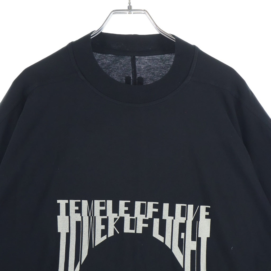 Rick Owens DRKSHDW(リックオウエンス ダークシャドウ) 26AW TOMMY T トミー フロントプリント カットオフ クルーネック半袖Tシャツ カットソー ブラック DU02F6259-RNEP5