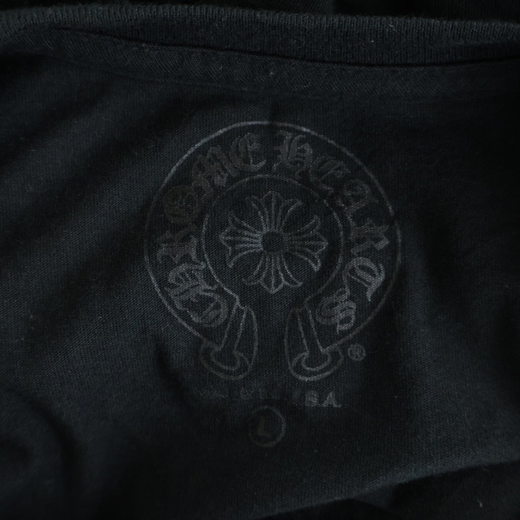 CHROME HEARTS(クロムハーツ) NECK LOGO S/S TEE ネックロゴプリント チェストポケット クルーネック半袖Tシャツ カットソー ブラック