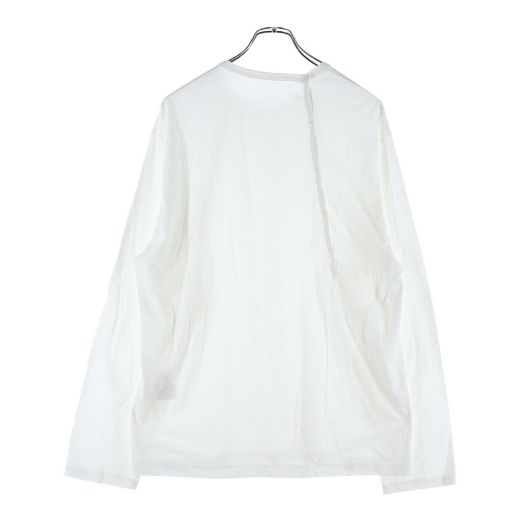 Ground Y(グラウンドワイ) 19SS 30/- COTTON JERSE Y FRONT BACK BINDER T-SHIRT クルーネック長袖Tシャツ ボタンデザインロングスリーブカットソー ホワイト GJ-T05-040