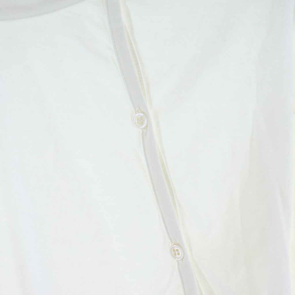 Ground Y(グラウンドワイ) 19SS 30/- COTTON JERSE Y FRONT BACK BINDER T-SHIRT クルーネック長袖Tシャツ ボタンデザインロングスリーブカットソー ホワイト GJ-T05-040