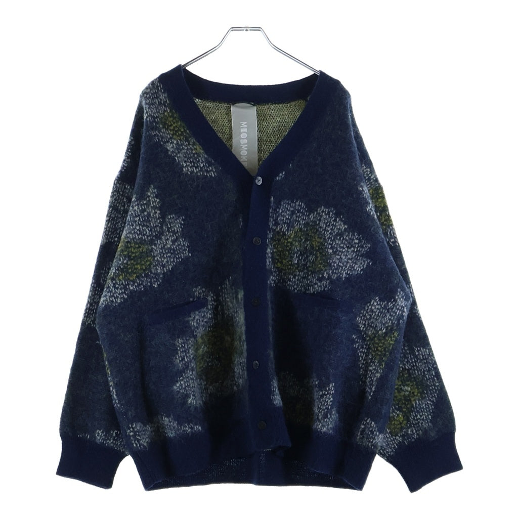 NO BRAND(ノーブランド) MIOSMOKEY ミオスモーキー 22AW JQ KNIT CARDIGAN ジャガードニット 総柄 カーディガン ネイビー 222KN001