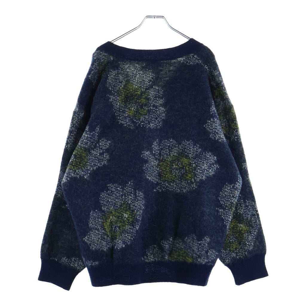 NO BRAND(ノーブランド) MIOSMOKEY ミオスモーキー 22AW JQ KNIT CARDIGAN ジャガードニット 総柄 カーディガン ネイビー 222KN001