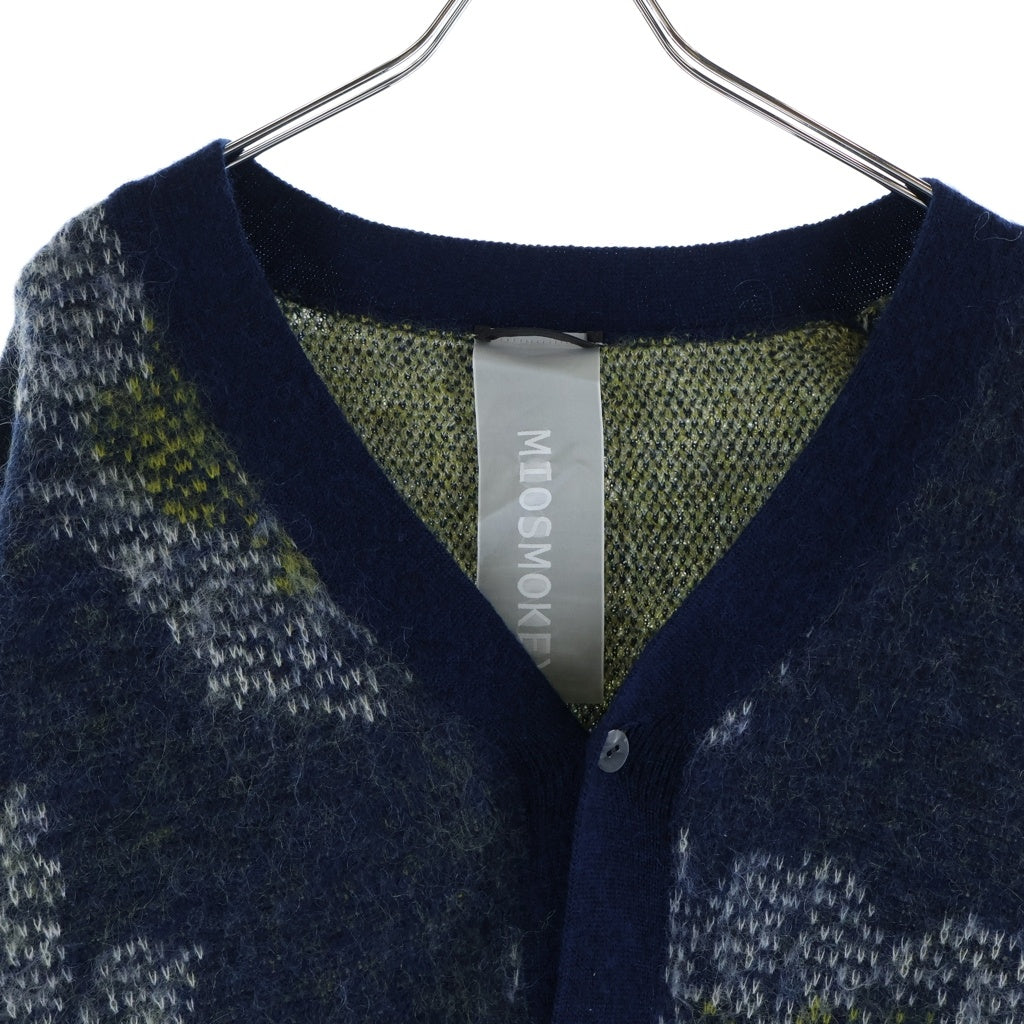 NO BRAND(ノーブランド) MIOSMOKEY ミオスモーキー 22AW JQ KNIT CARDIGAN ジャガードニット 総柄 カーディガン ネイビー 222KN001