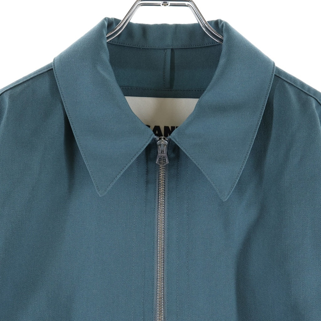 JIL SANDER(ジルサンダー) 23SS Short-Sleeve Overshirt ジップアップ 半袖オーバーシャツ グリーン J22BN0116