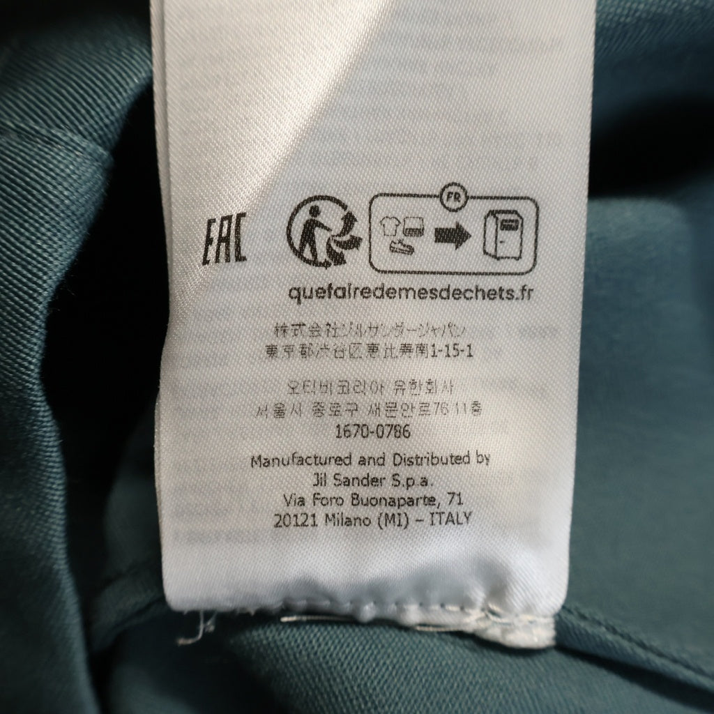 JIL SANDER(ジルサンダー) 23SS Short-Sleeve Overshirt ジップアップ 半袖オーバーシャツ グリーン J22BN0116