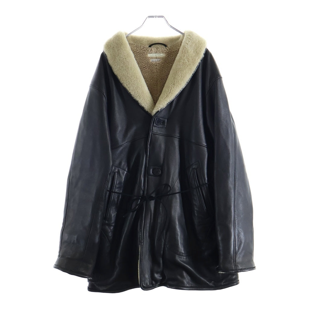 OLD JOE(オールドジョー) ×STEVEN ALAN スティーブンアラン ギャザーリグウエスト レザー ムートンコート ジャケット ブラック