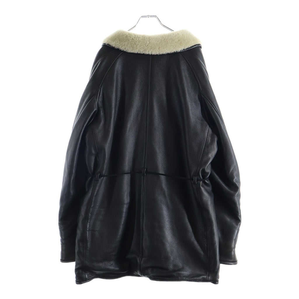 OLD JOE(オールドジョー) ×STEVEN ALAN スティーブンアラン ギャザーリグウエスト レザー ムートンコート ジャケット ブラック