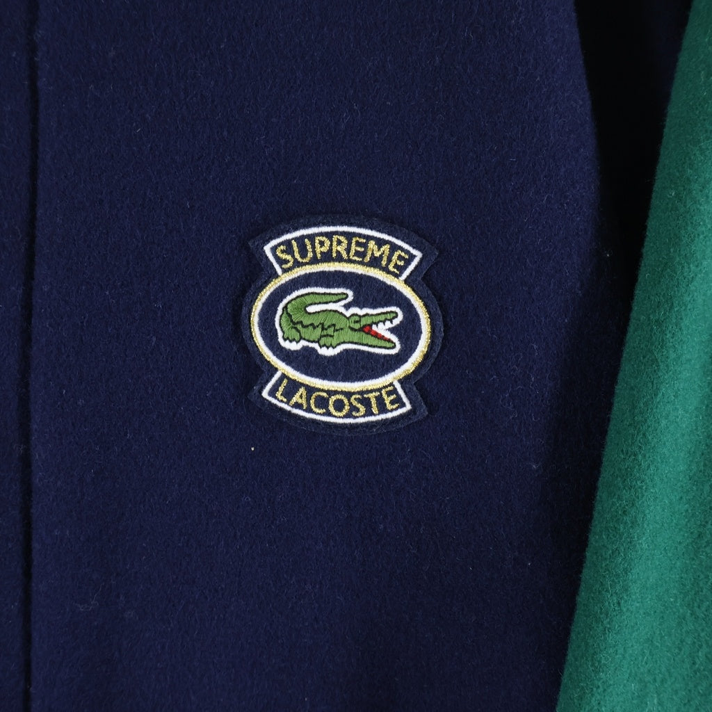 SUPREME(シュプリーム) 18SS ×LACOSTE Wool Varsity Jacket ラコステ バックロゴワッペン ウールバーシティジャケット スタジャン ネイビー/グリーン