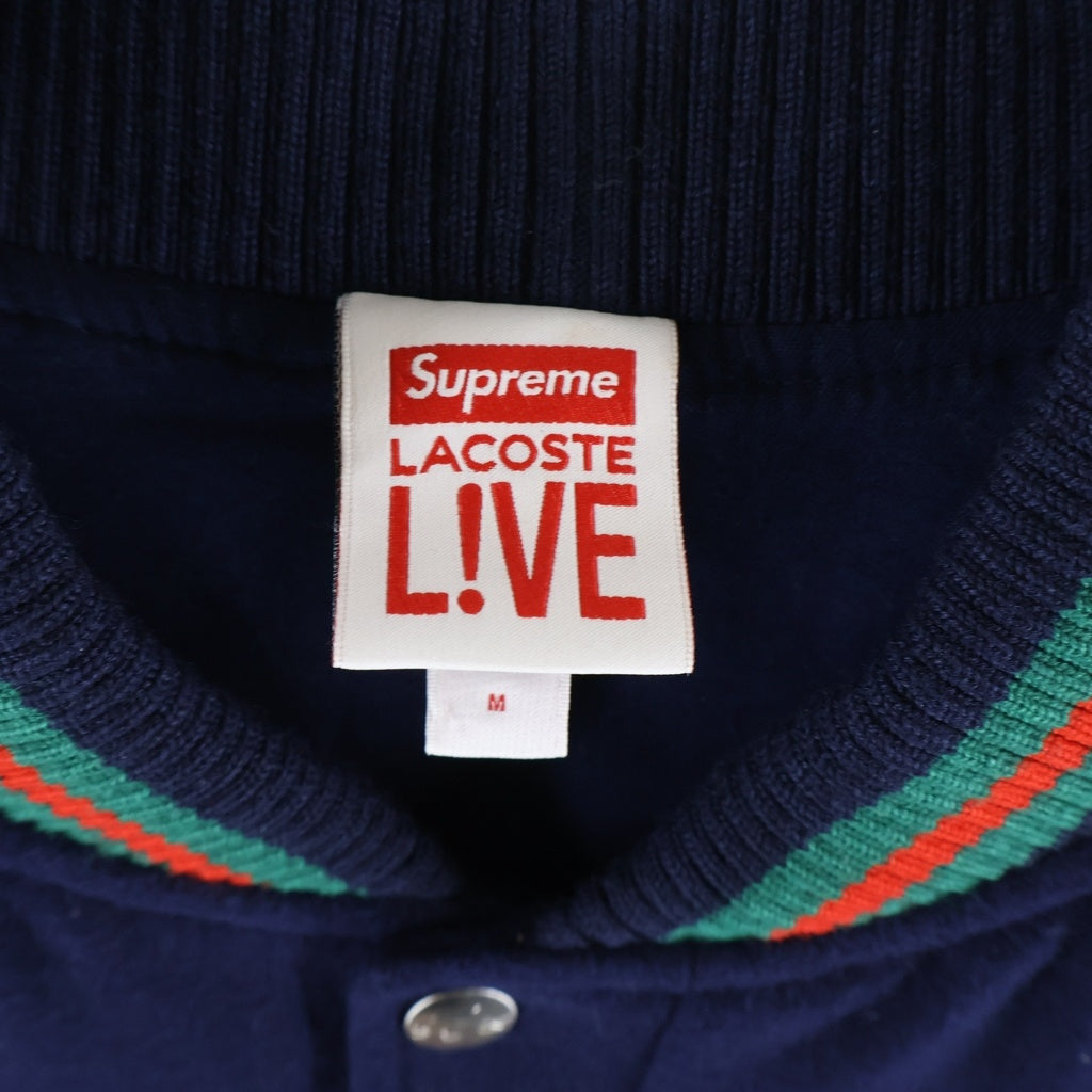 SUPREME(シュプリーム) 18SS ×LACOSTE Wool Varsity Jacket ラコステ バックロゴワッペン ウールバーシティジャケット スタジャン ネイビー/グリーン