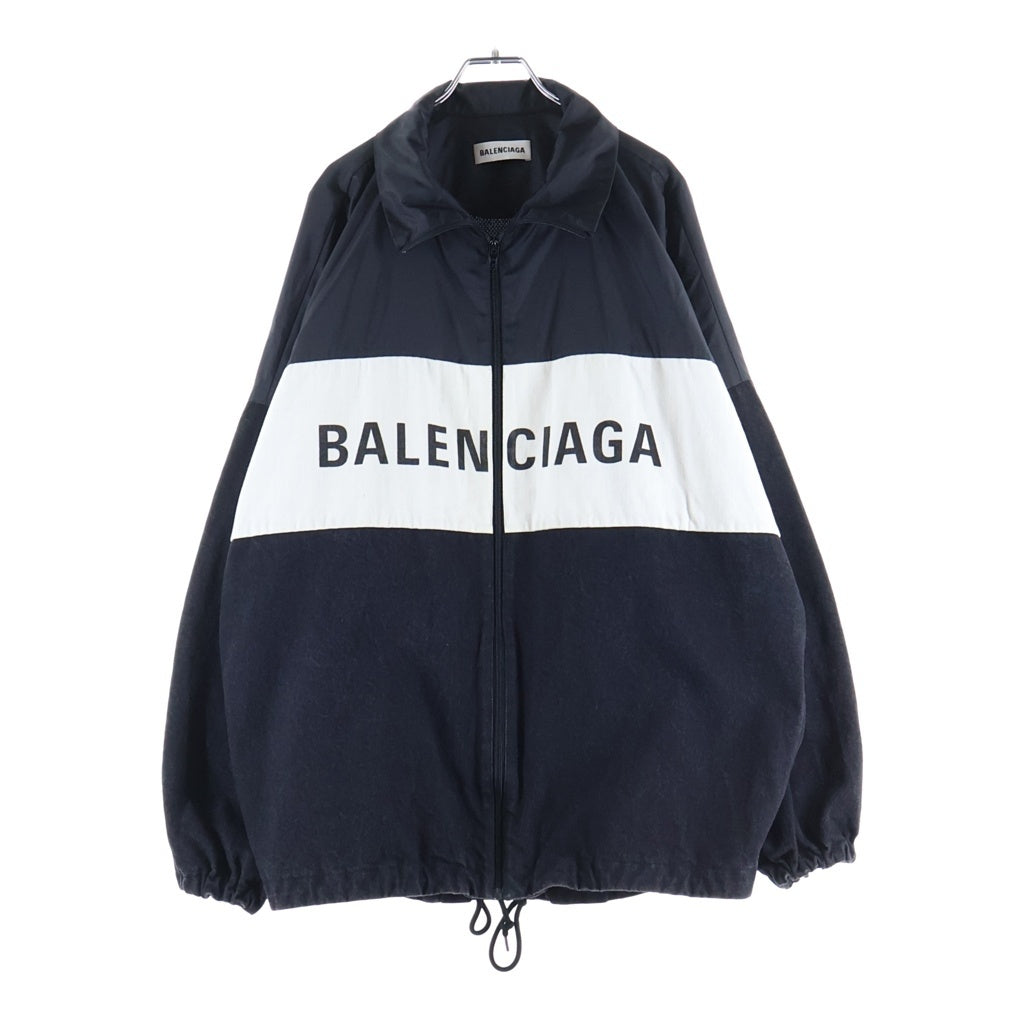 BALENCIAGA(バレンシアガ) 18AW Nylon Logo Denim Jacket ロゴプリント デニム ナイロン ドッキングジャケット ブラック 529213 TBQ03