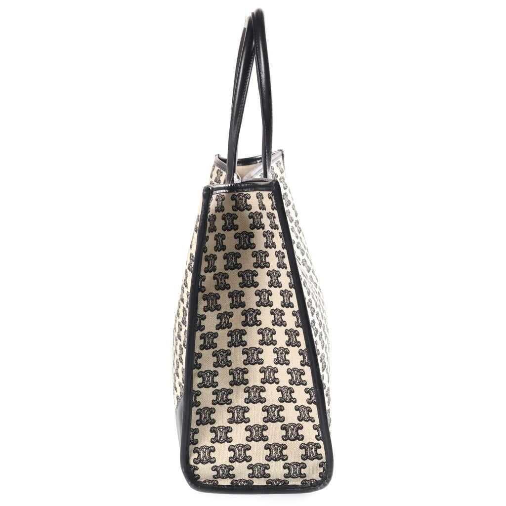 CELINE(セリーヌ) トリオンフ エンブロイダリー ホリゾンタルカバ トートバッグ ゴールド金具 ホワイト/ブラック 194342CS8 レディース