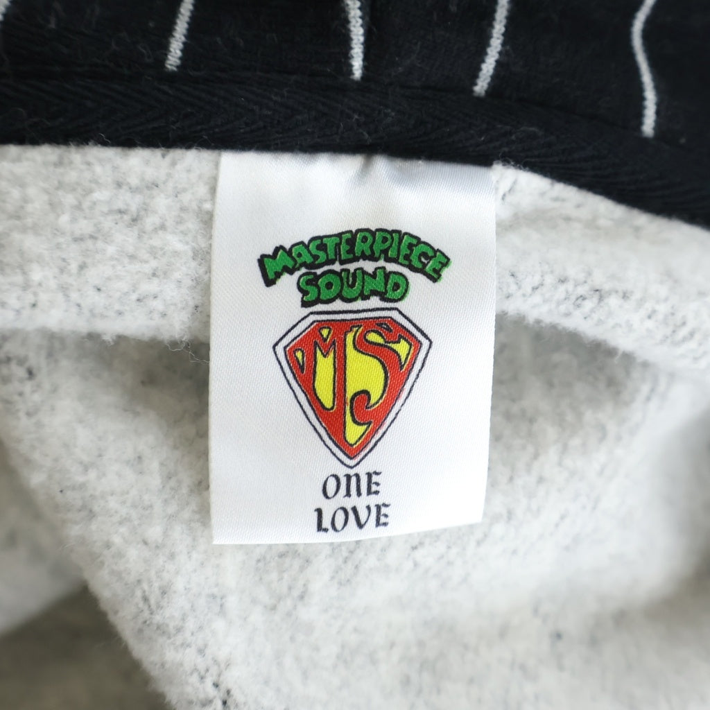 NO BRAND(ノーブランド) TRIBE WEAR トライブウェア ×MASTERPIECE SOUND MP BASIC HOODIE マスターピースサウンド ストライプ ベーシックジップアップフーディー パーカー ブラック