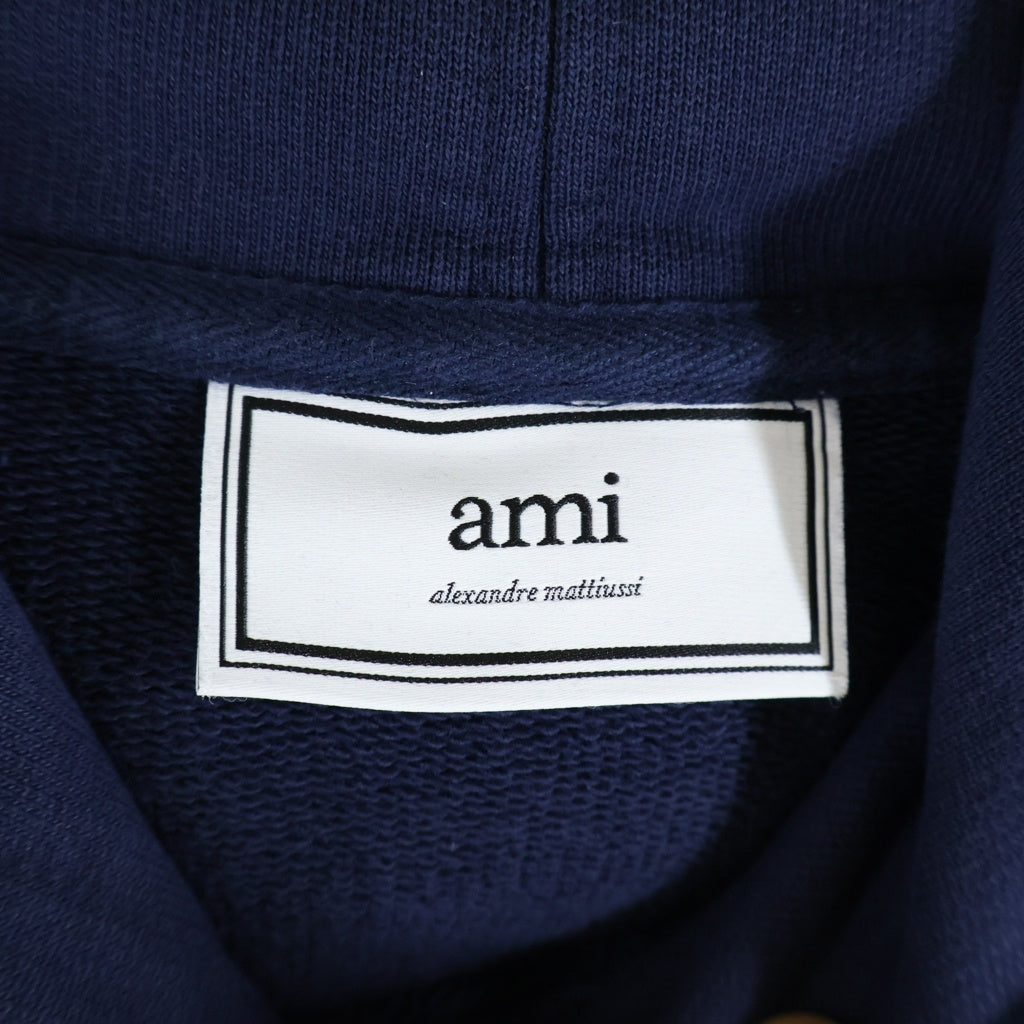 AMI Alexandre Mattiussi(アミアレクサンドルマテュッシ) 20AW ハートロゴ刺繍 プルオーバースウェットパーカー フーディー ネイビー H20HJ008.730