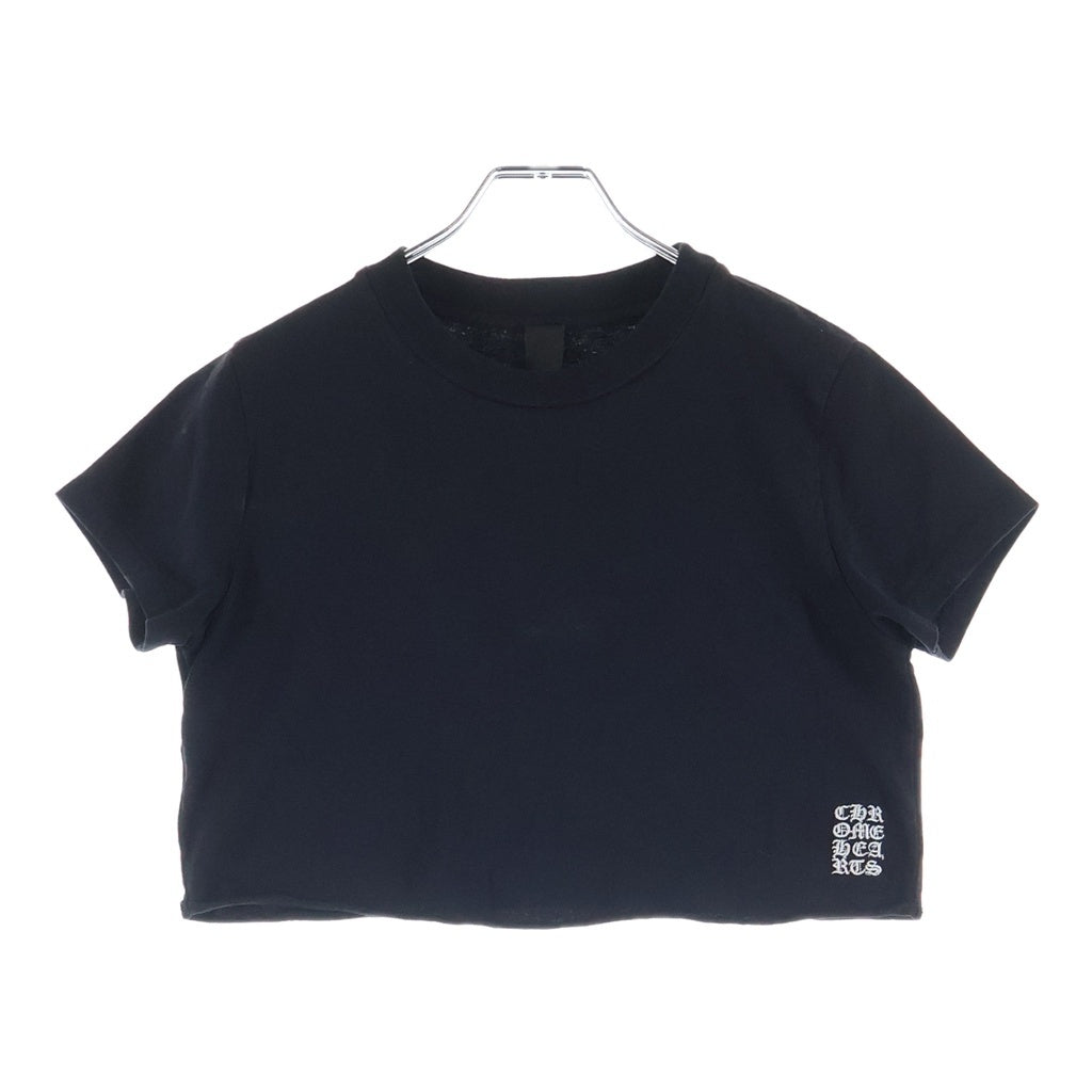 CHROME HEARTS(クロムハーツ) Y NOT ロゴエンブロイダリー クロップド カットオフ クルーネック半袖Tシャツ カットソー レディース ブラック