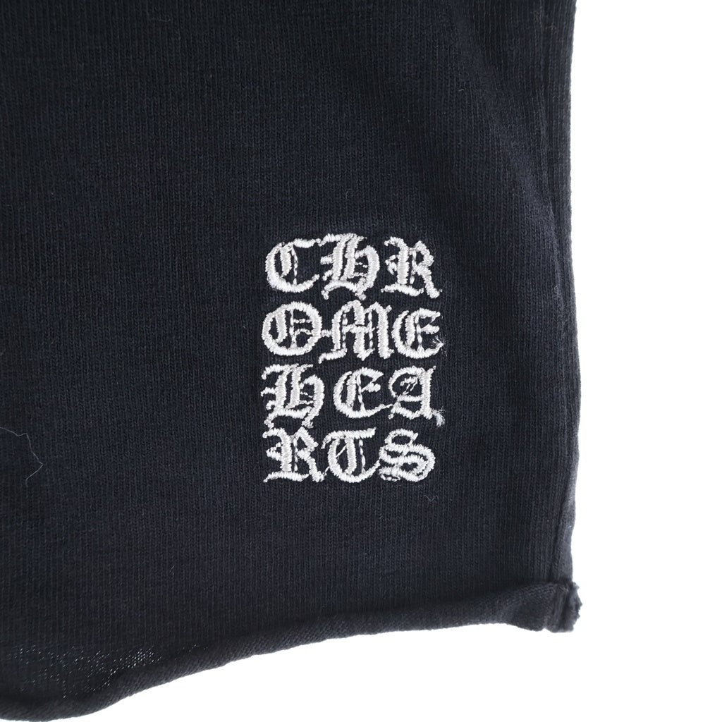 CHROME HEARTS(クロムハーツ) Y NOT ロゴエンブロイダリー クロップド カットオフ クルーネック半袖Tシャツ カットソー レディース ブラック