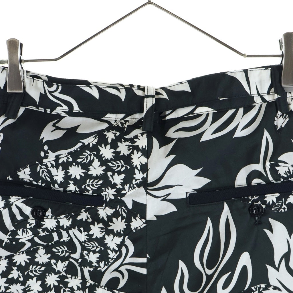 Sacai(サカイ) 24SS FLORAL EMBROIDERED PATCH SHORTS フローラル パッチ ショートパンツ ショーツ ブラック/ホワイト 24-03288M