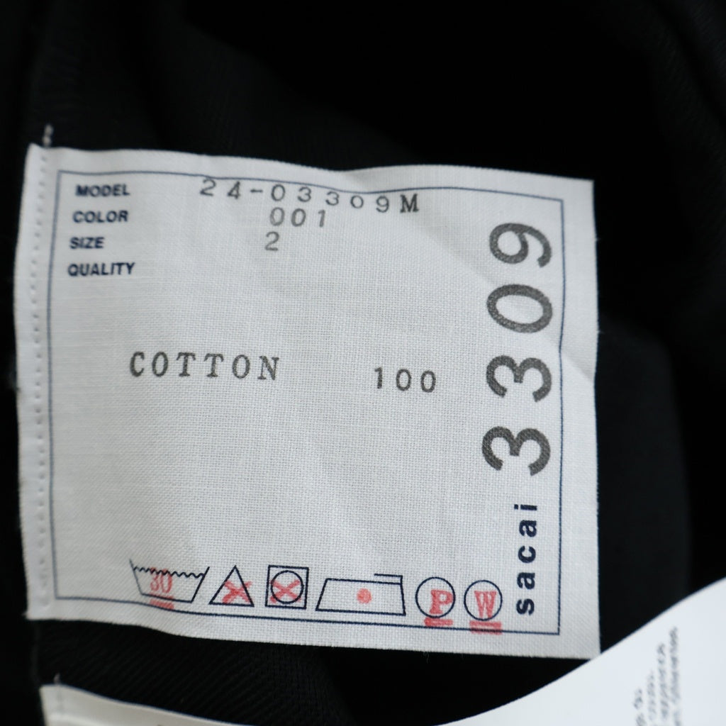 Sacai(サカイ) 24SS MOLESKIN SHIRT モールスキン 半袖シャツ ブラック 24-03309M