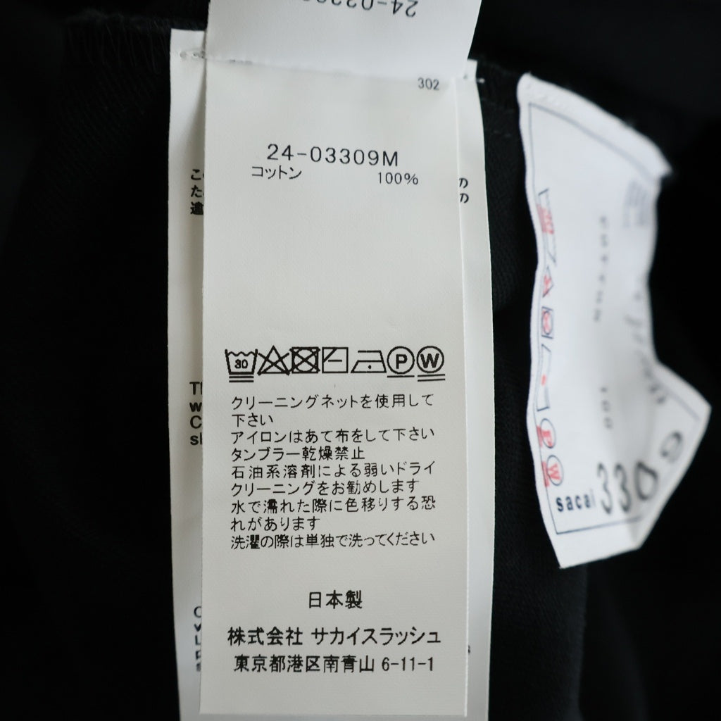Sacai(サカイ) 24SS MOLESKIN SHIRT モールスキン 半袖シャツ ブラック 24-03309M