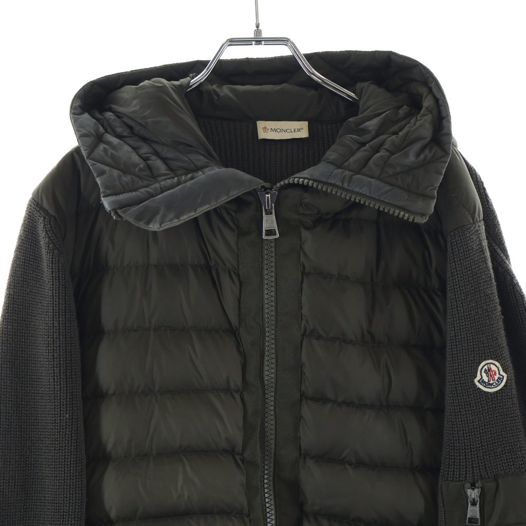 MONCLER(モンクレール) 19AW MAGLIONE TRICOT CARDIGAN ニット切り替え フーデッドダウンジャケット カーキ E20919402800