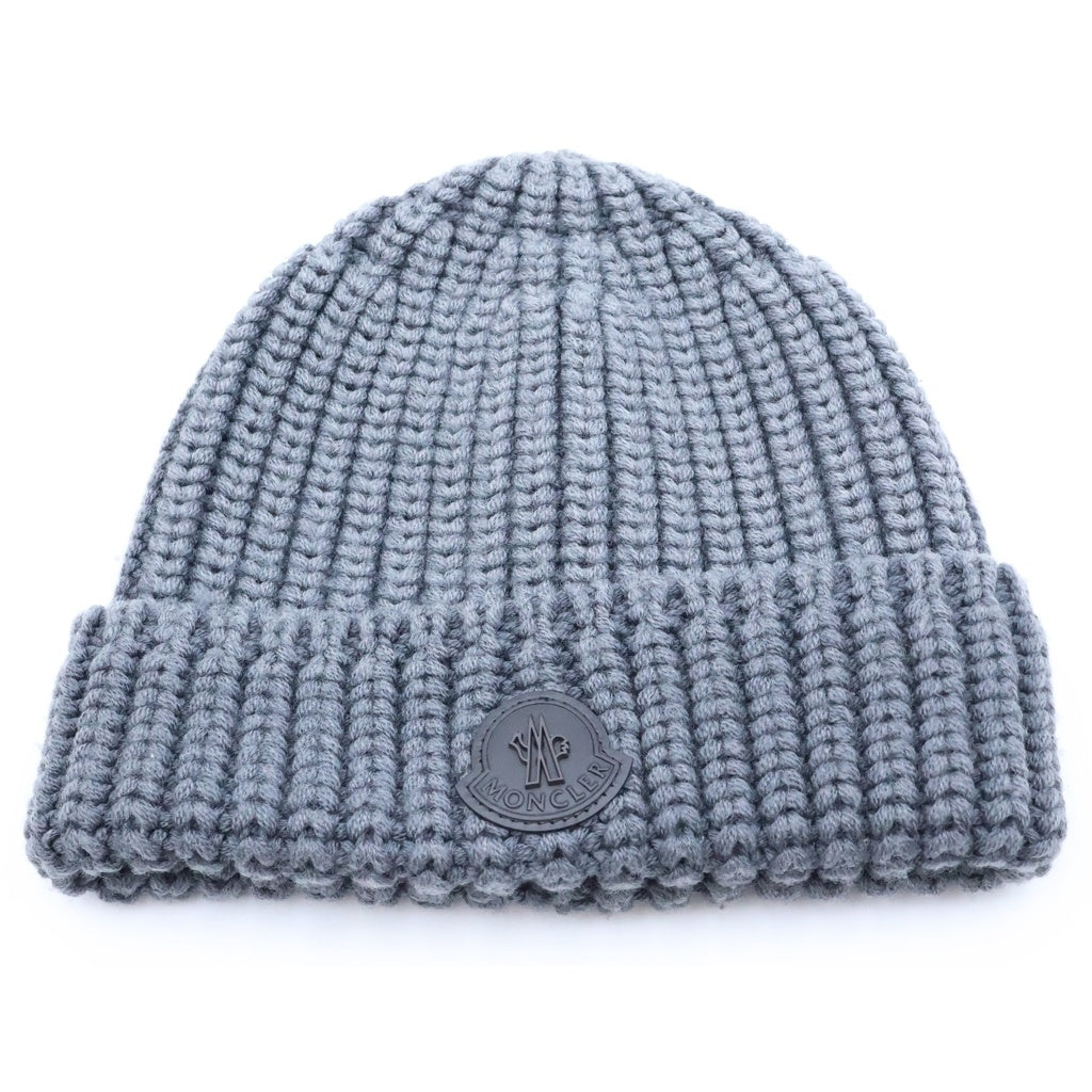 MONCLER(モンクレール) 17AW BERRETTO ロゴパッチ ウールニットキャップ ビーニー 帽子 グレー C20910023000