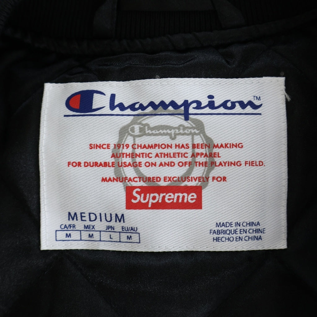 SUPREME(シュプリーム) 26SS ×Champion Satin Varsity Jacket チャンピオン サテン ヴァーシティ ジャケット ブルゾン ブラック