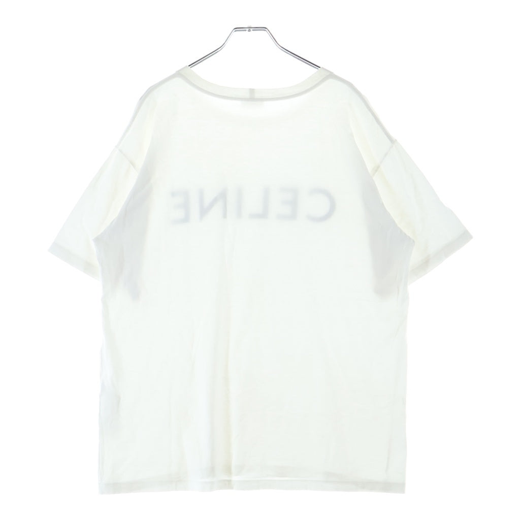 CELINE(セリーヌ) コットンジャージー フロントロゴプリント クルーネック半袖Tシャツ カットソー ホワイト 2X681671Q