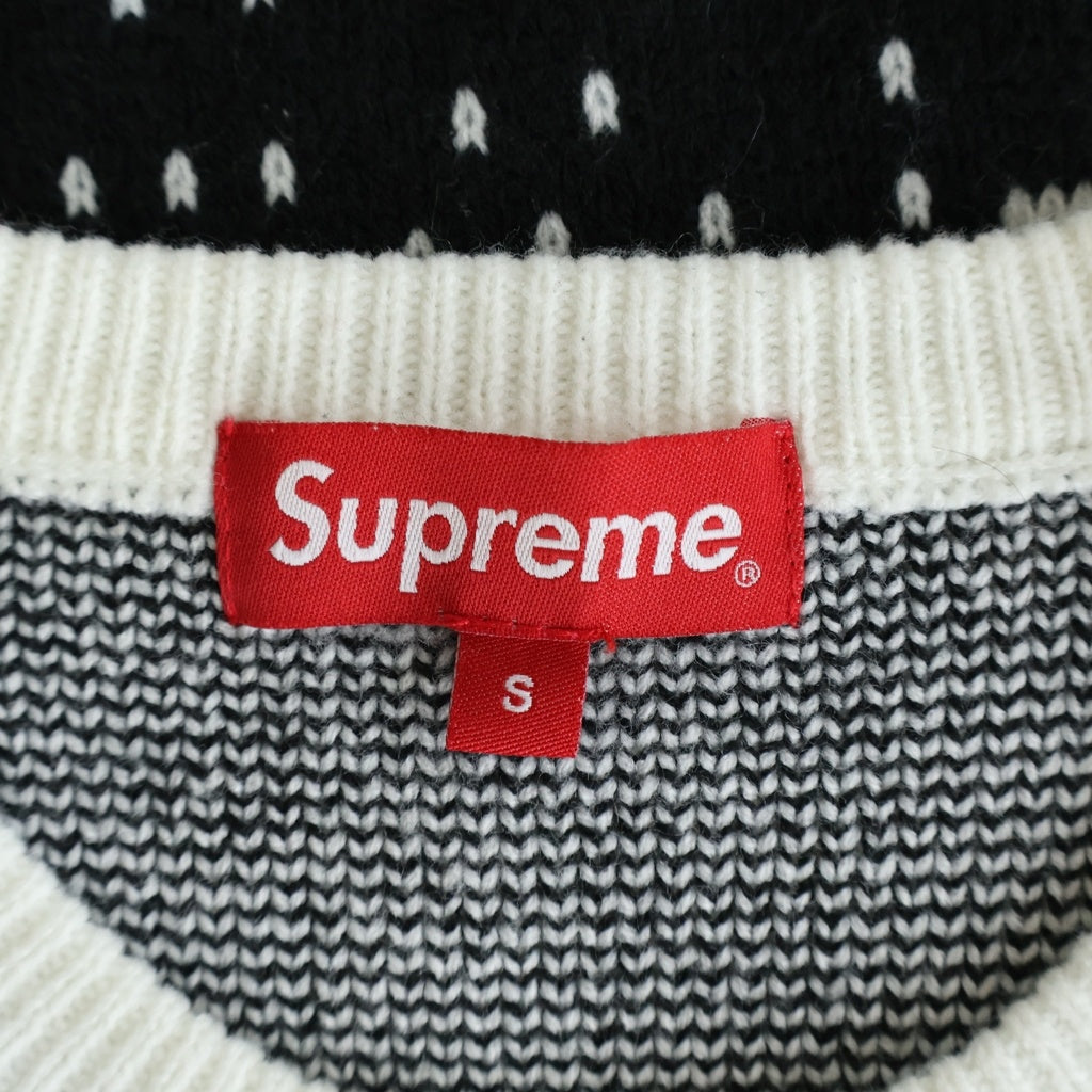 SUPREME(シュプリーム) 20SS New York Sweater ニューヨーク クルーネックニットセーター ブラック/ホワイト