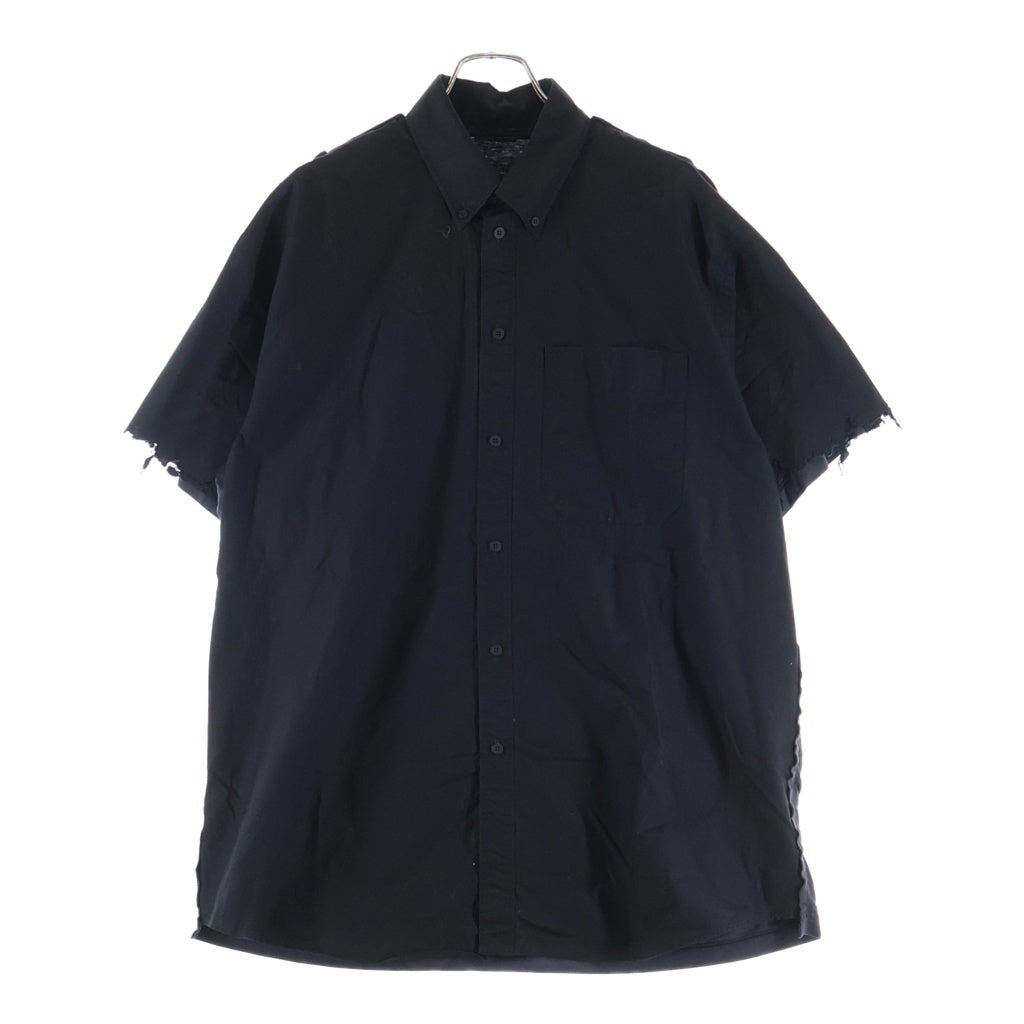 BALENCIAGA(バレンシアガ) 24AW メタルBBロゴ ハイブリッド コットンポプリン半袖シャツ ブラック 790862