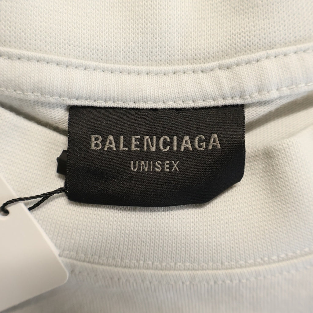 BALENCIAGA(バレンシアガ) I LOVE PARISプリント オーバーサイズ クルーネック半袖Tシャツ カットソー ホワイト 787349