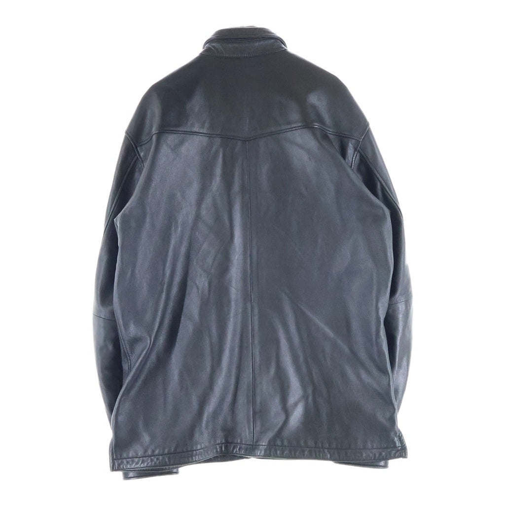 SCHOTT(ショット) LAMB LEATHER SHIRT ロゴ刺繍 ラムレザーシャツジャケット ブラック 3111029
