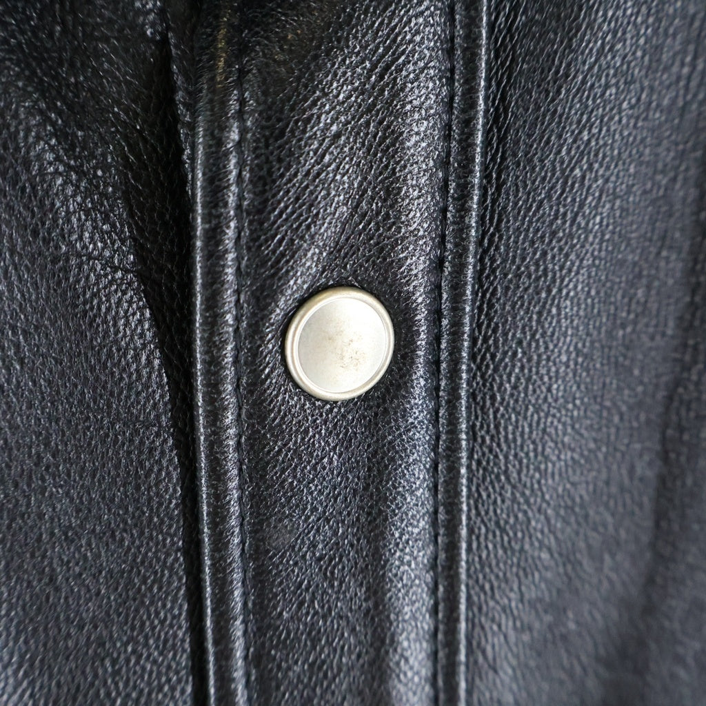 SCHOTT(ショット) LAMB LEATHER SHIRT ロゴ刺繍 ラムレザーシャツジャケット ブラック 3111029