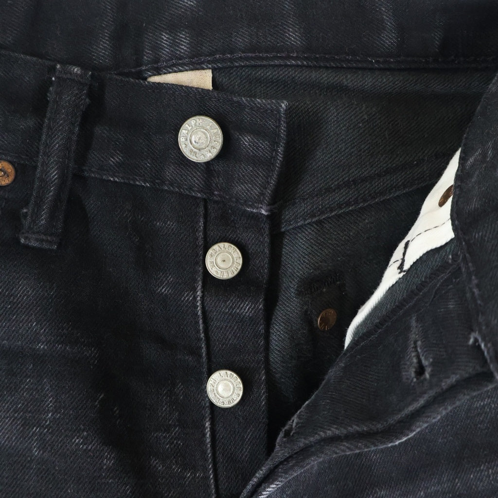 RRL(ダブルアールエル) コットン スリムフィット スキニーデニムパンツ ブラック 782504838004